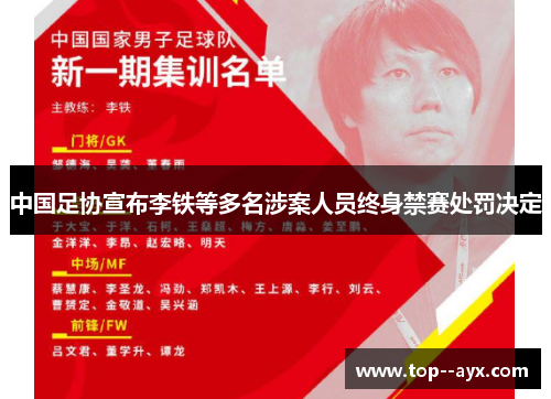 中国足协宣布李铁等多名涉案人员终身禁赛处罚决定